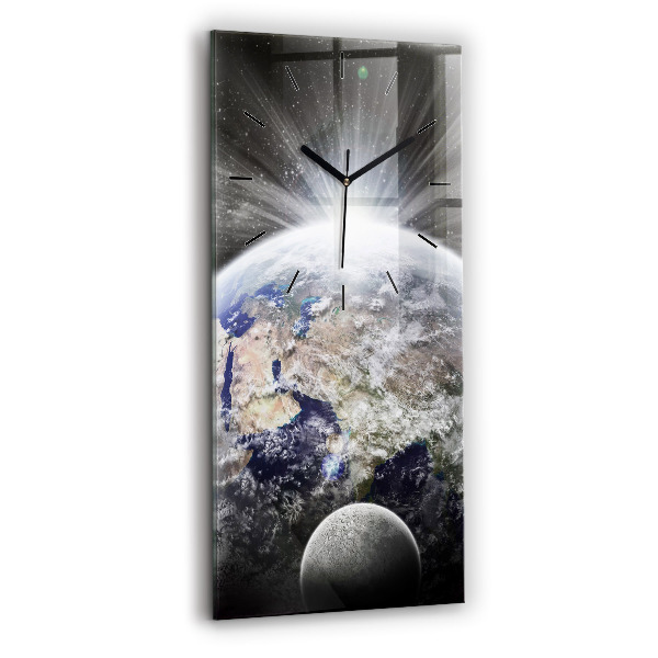 Vertical wall clock Earth Moon Sun