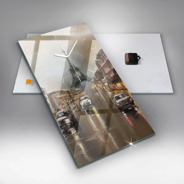 Vertical wall clock Architecture of the city of Paris