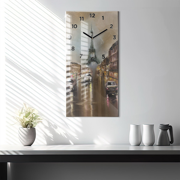 Vertical wall clock Architecture of the city of Paris