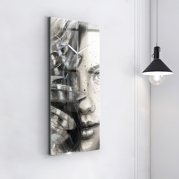 Vertical wall clock Painted portrait