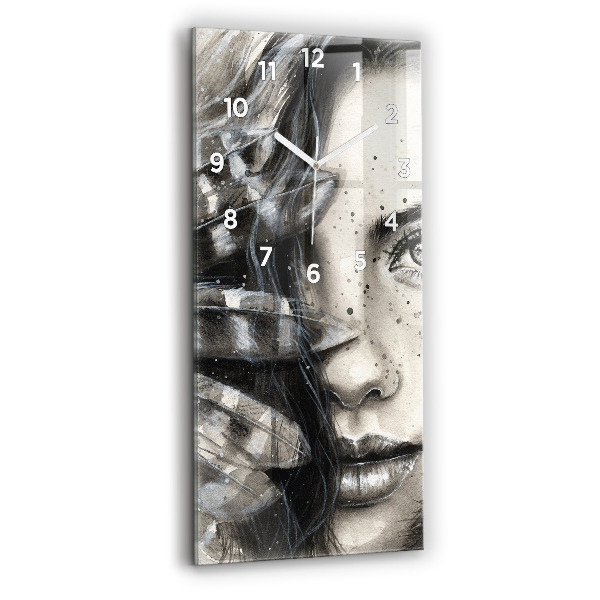 Vertical wall clock Painted portrait
