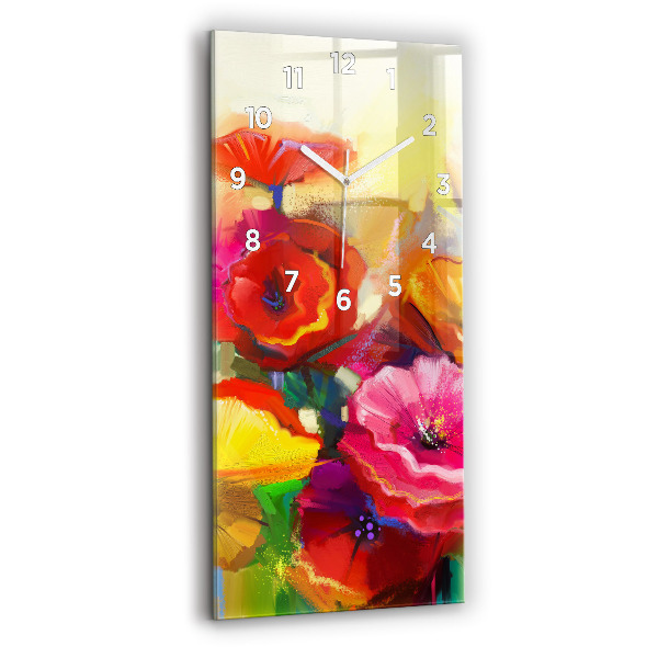 Vertical wall clock Colorful poppies