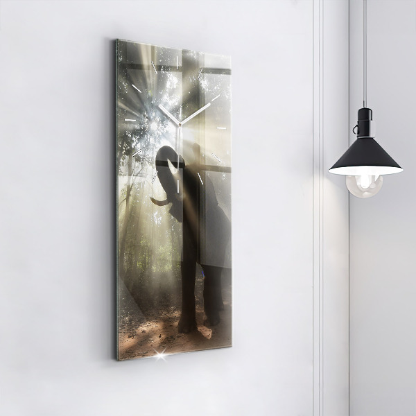 Vertical wall clock Elephant in the jungle