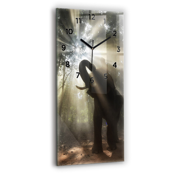 Vertical wall clock Elephant in the jungle