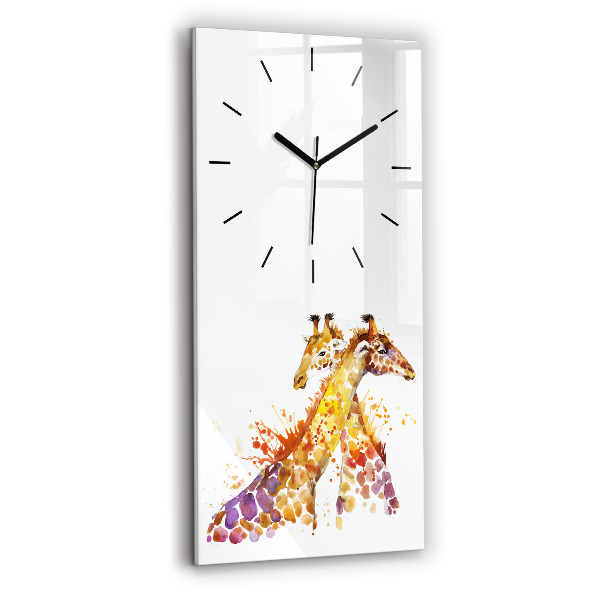 Vertical wall clock Giraffe - watercolor