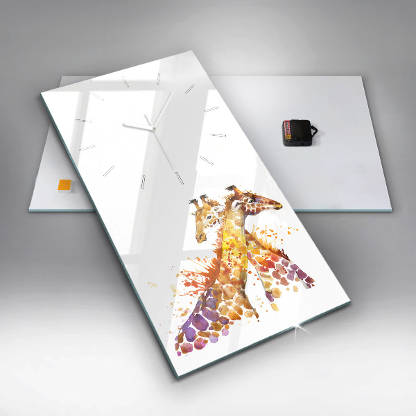 Vertical wall clock Giraffe - watercolor