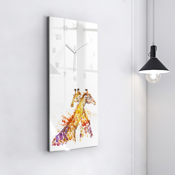 Vertical wall clock Giraffe - watercolor