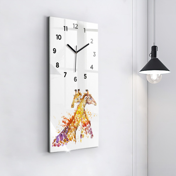 Vertical wall clock Giraffe - watercolor