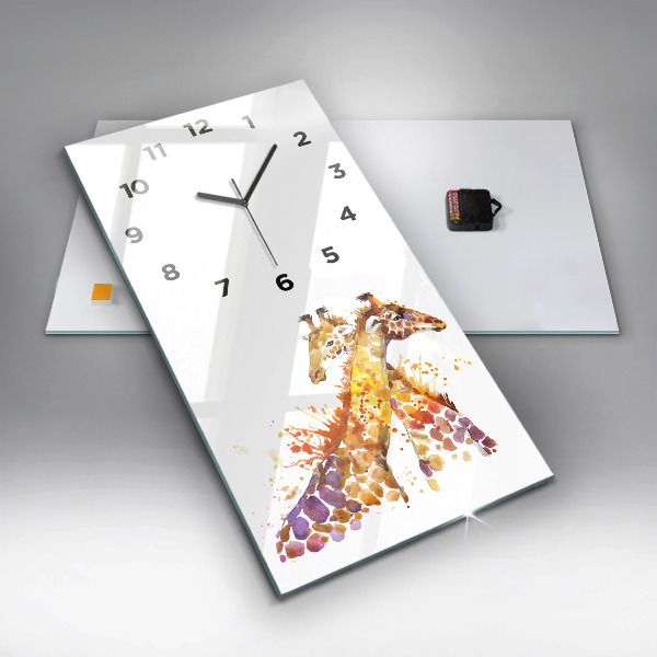 Vertical wall clock Giraffe - watercolor