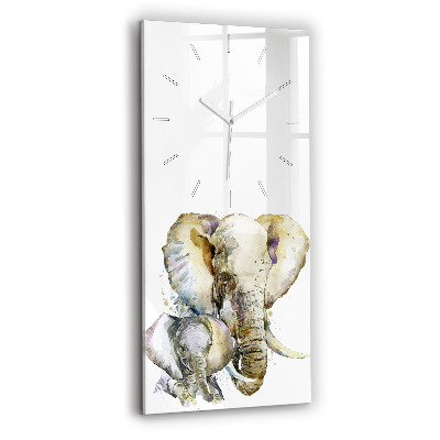 Vertical wall clock Painted animals elephants