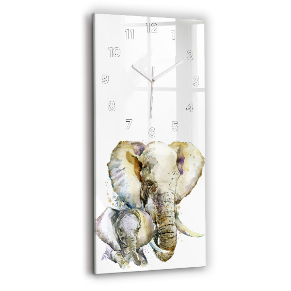 Vertical wall clock Painted animals elephants