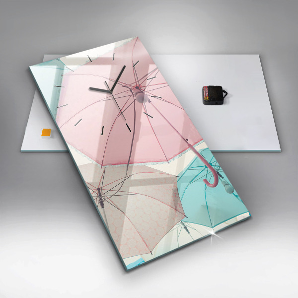 Vertical wall clock Pastel umbrellas