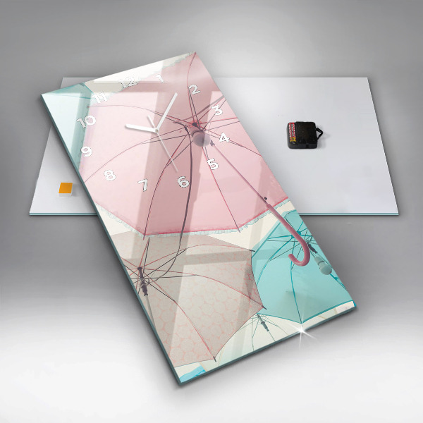 Vertical wall clock Pastel umbrellas
