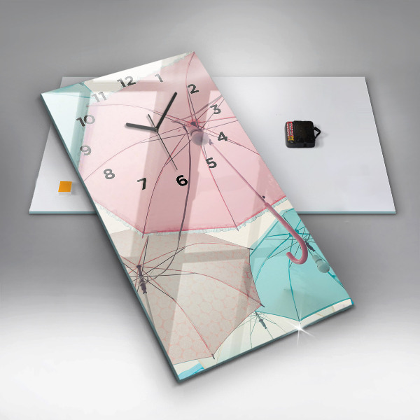 Vertical wall clock Pastel umbrellas