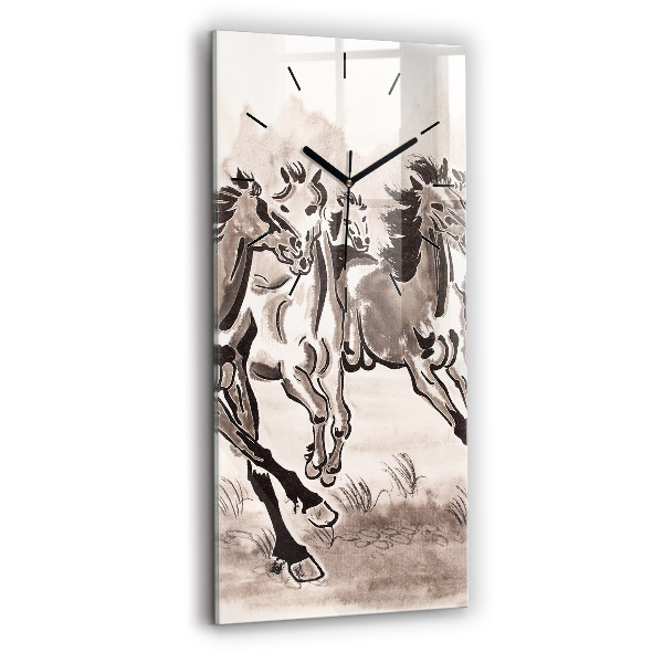 Vertical wall clock Galloping horses