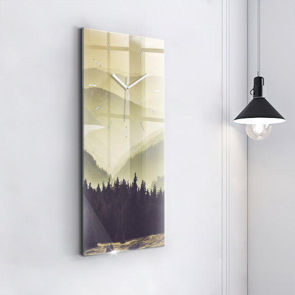 Vertical wall clock Misty mountain slopes