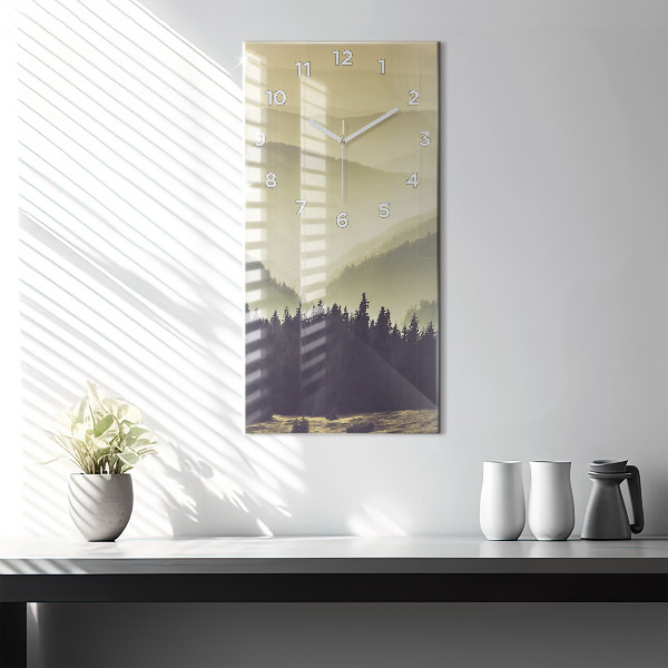 Vertical wall clock Misty mountain slopes
