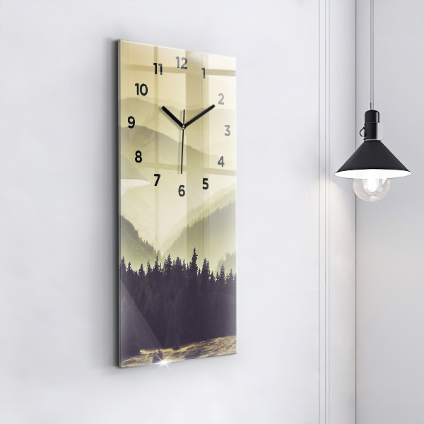 Vertical wall clock Misty mountain slopes