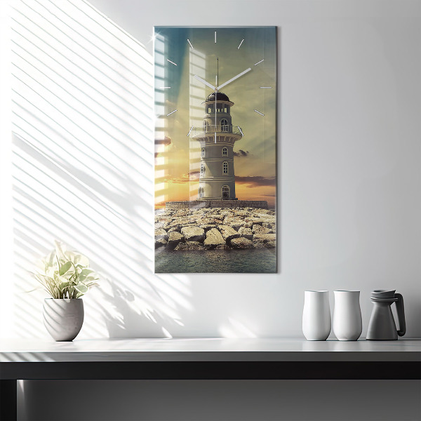 Vertical wall clock Lighthouse on the water