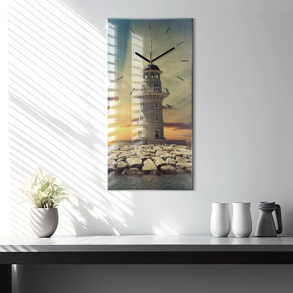 Vertical wall clock Lighthouse on the water