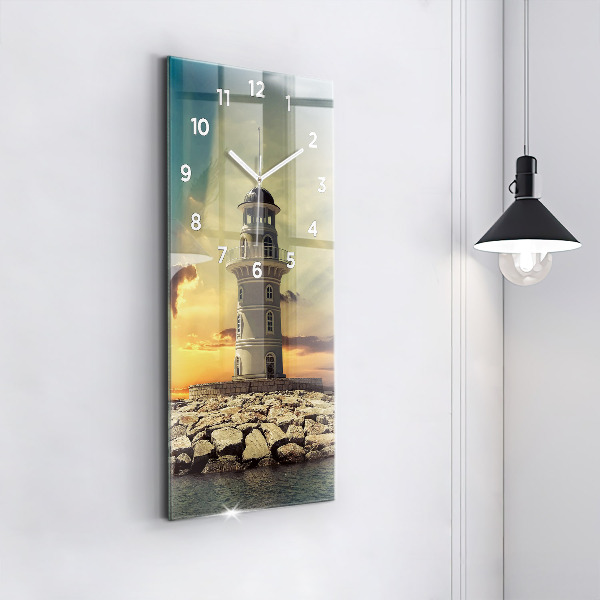 Vertical wall clock Lighthouse on the water