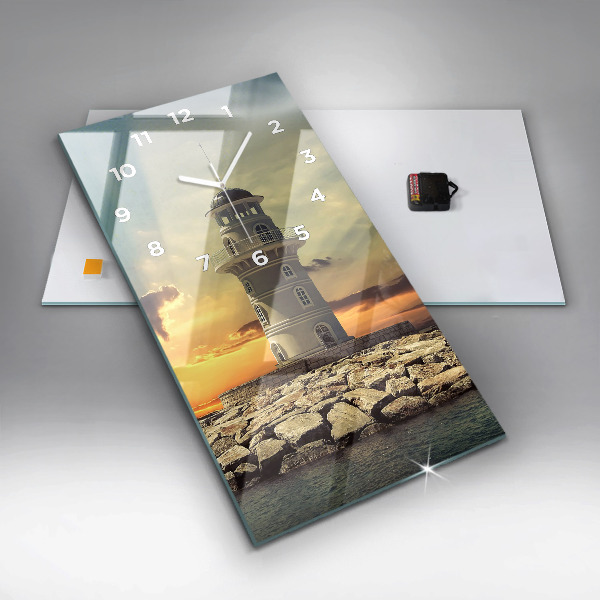 Vertical wall clock Lighthouse on the water