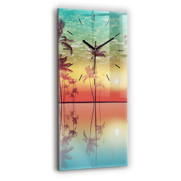 Vertical wall clock Tropical palm trees