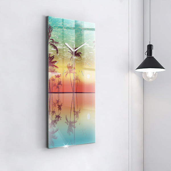 Vertical wall clock Tropical palm trees