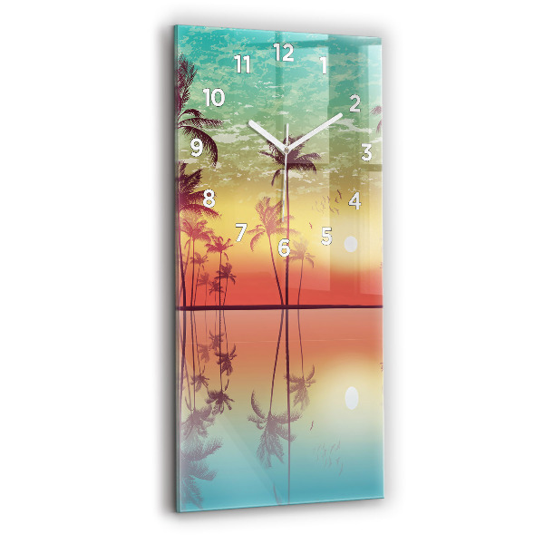 Vertical wall clock Tropical palm trees