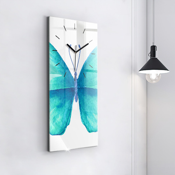 Vertical wall clock Turquoise Summer Butterfly