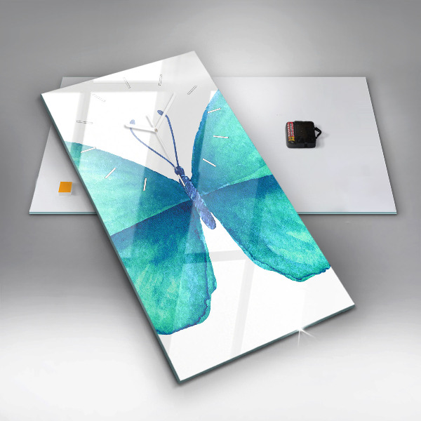 Vertical wall clock Turquoise Summer Butterfly