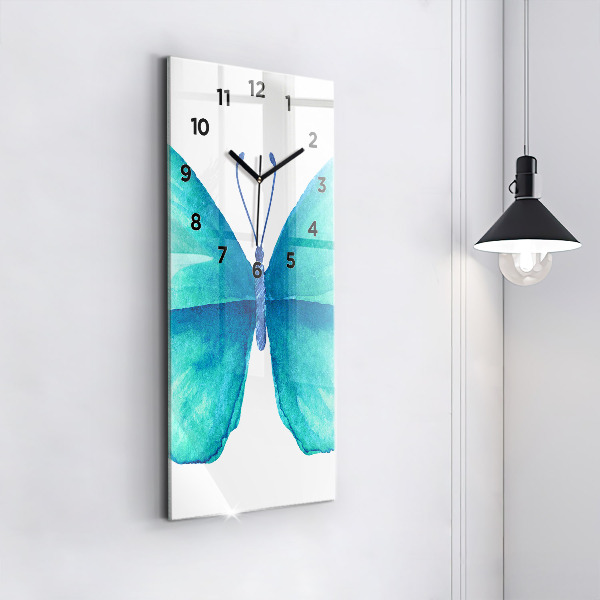 Vertical wall clock Turquoise Summer Butterfly