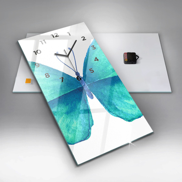 Vertical wall clock Turquoise Summer Butterfly