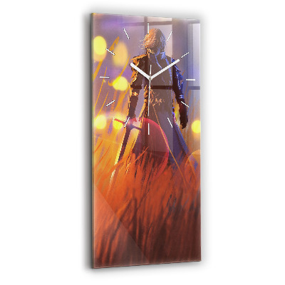 Vertical wall clock Knight with a sword