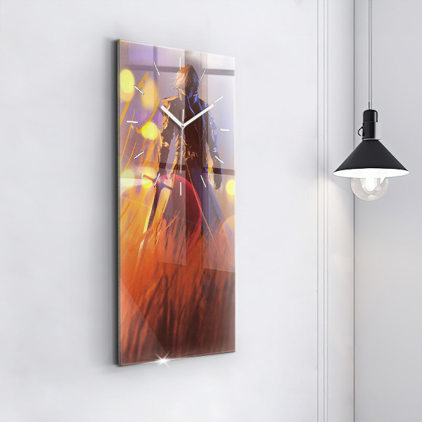 Vertical wall clock Knight with a sword