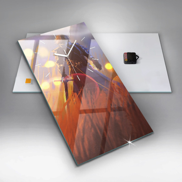 Vertical wall clock Knight with a sword