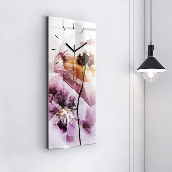 Vertical wall clock Dry poppy flowers