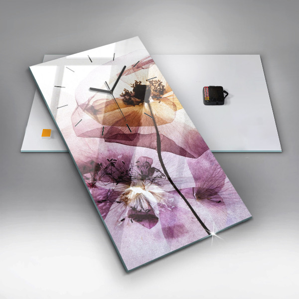 Vertical wall clock Dry poppy flowers