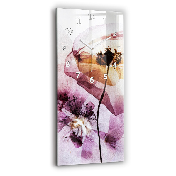 Vertical wall clock Dry poppy flowers
