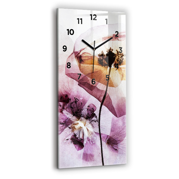 Vertical wall clock Dry poppy flowers