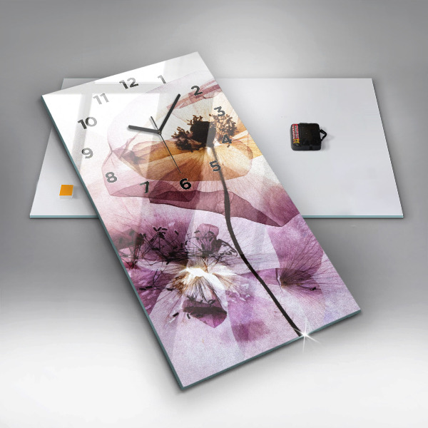 Vertical wall clock Dry poppy flowers