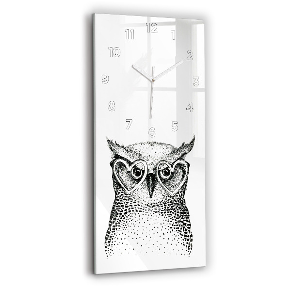 Vertical wall clock Drawn owl with glasses