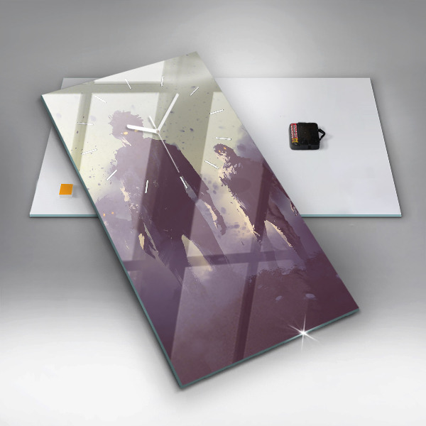 Vertical wall clock Zombies at night - halloween