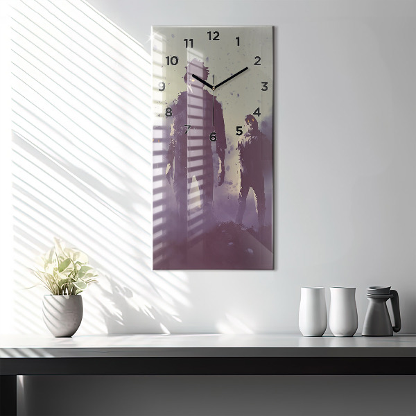 Vertical wall clock Zombies at night - halloween