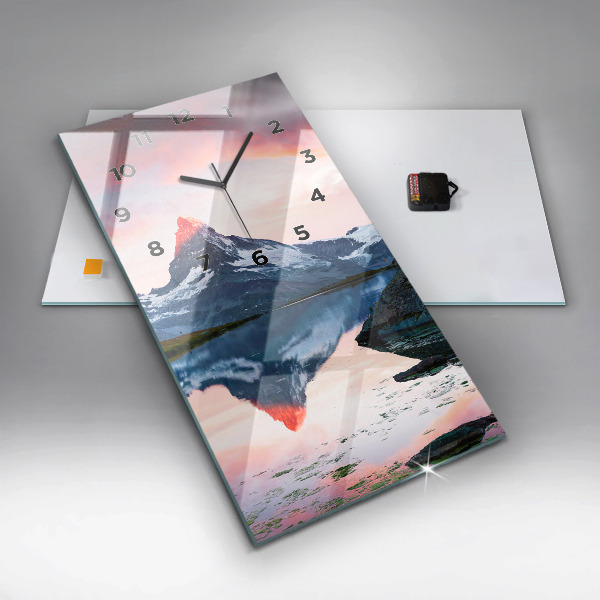 Vertical wall clock Stellisee Matterhorn lake