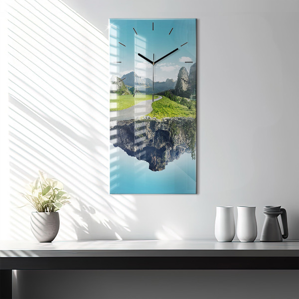 Vertical wall clock Flying Island