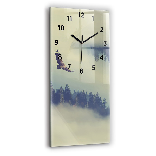 Vertical wall clock Misty forest eagle
