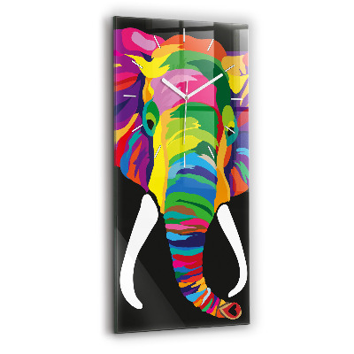 Vertical wall clock Colorful elephant