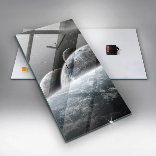 Vertical wall clock Space and planets