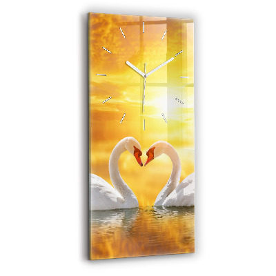 Vertical wall clock Swans in Love